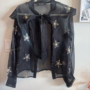 Sheer Black Star Blouse